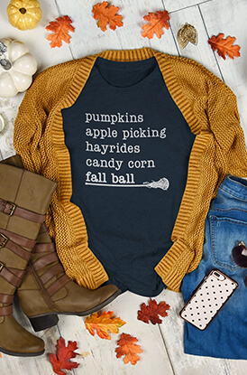 Girls Lacrosse Favorite Fall Things T-Shirt